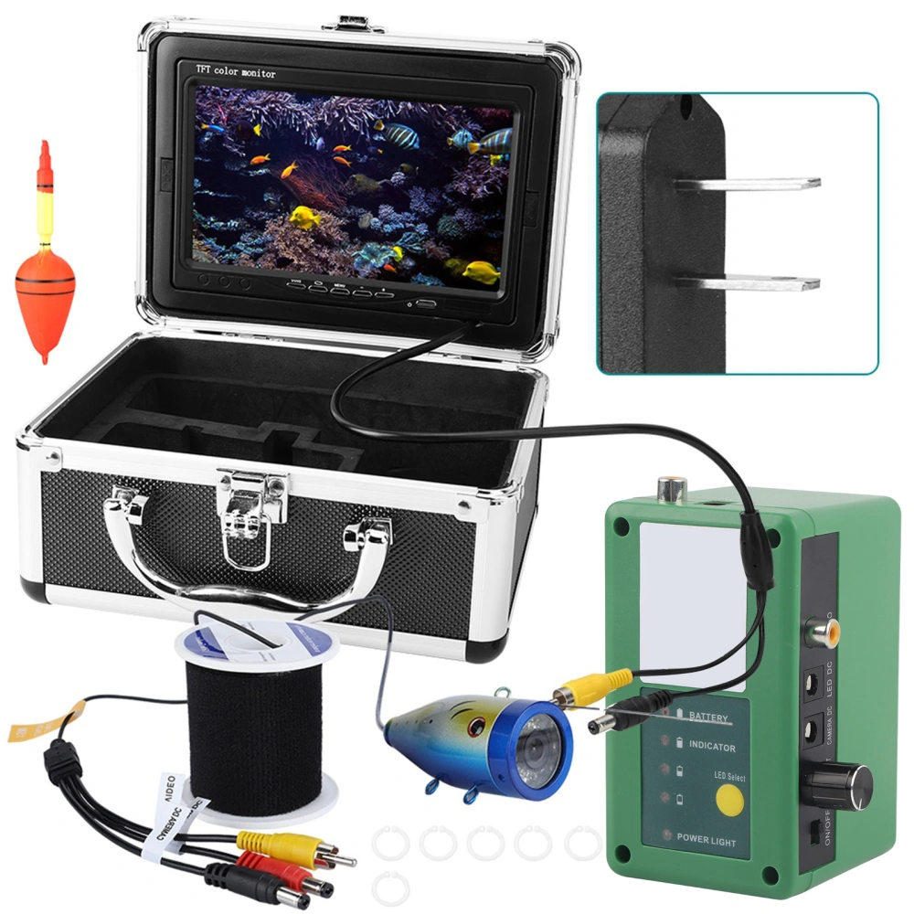 50M 7 inch Wireless WIFI Underwater Fishing Video Camera Fish Finder 1000 TVL Monitor (US Plug)