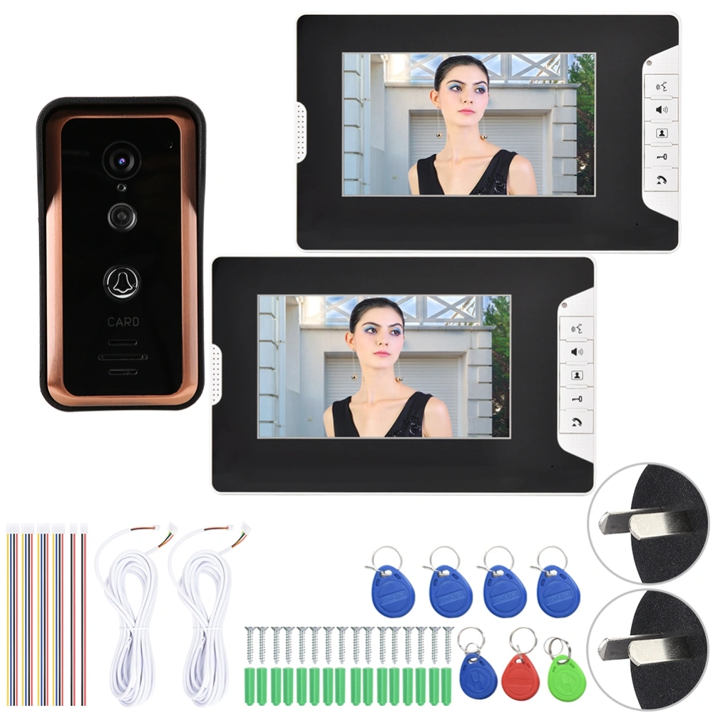 100-240V 7inch WiFi Wired Video Doorbell 1V2 Visual Intercom Camera Monitors(AU Plug)