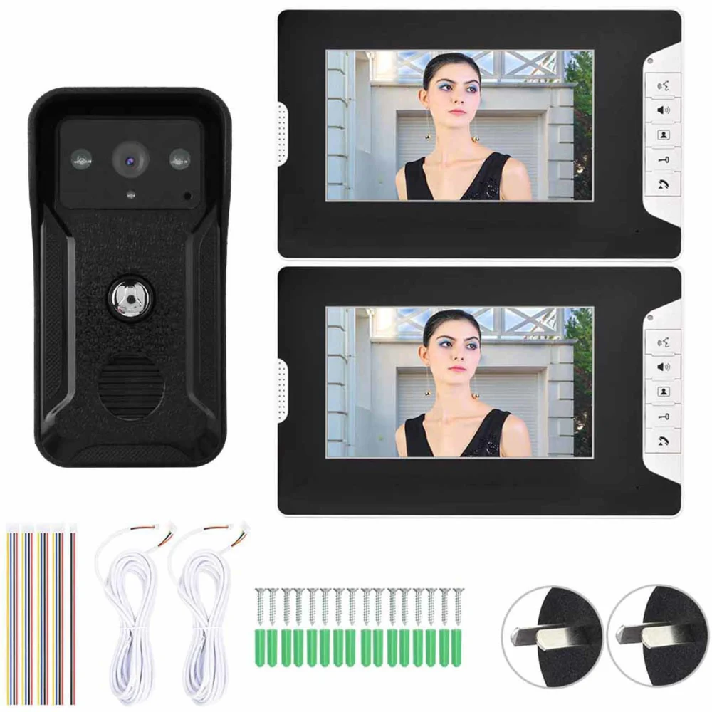 100-240V 7inch Wired Color Video Intercom Night Vision Rain proof Doorbell(AU Plug)