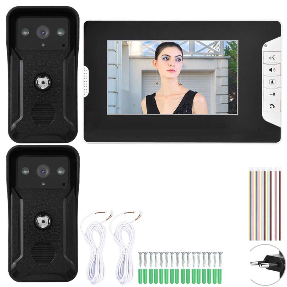 7" Wired Video Doorbell Door Phone Intercom Night Vision Smart Security Doorbell Kit (EU Plug)