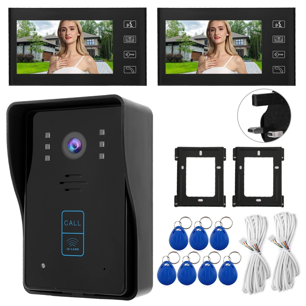 7 Inch HD Video Door Doorbell Intercom Kit Home Gate Entry System With Keyfo 806MJID12(UK Plug