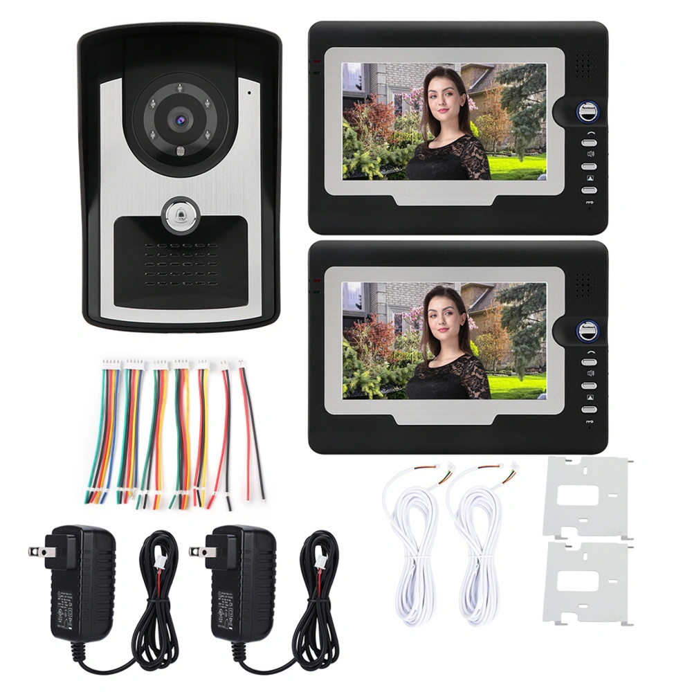 7" LCD Video Door Phone Wired Intercom Doorbell Kit Home Entry System 1V2 SY810 (US 110‑240V)