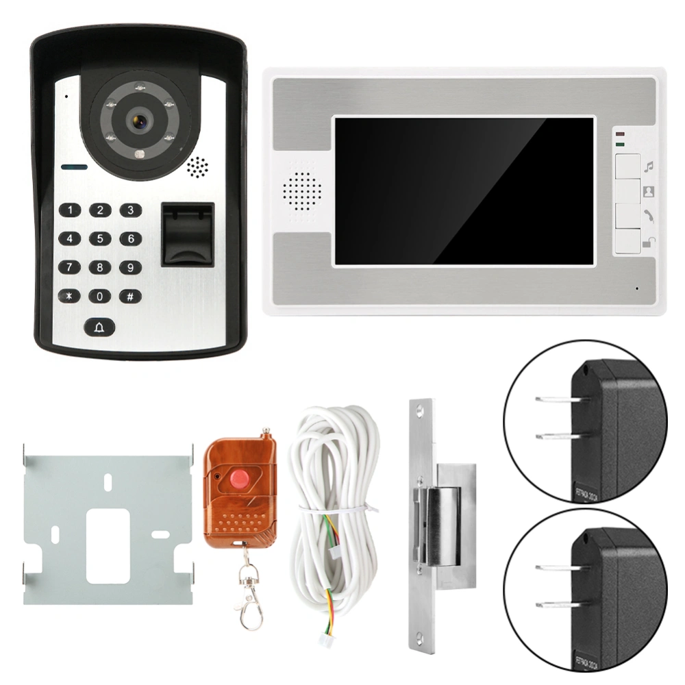 7in RFID Password Video Door Phone Wired Intercom Doorbell Kit With NO Lock 812FD11 (US Plug)