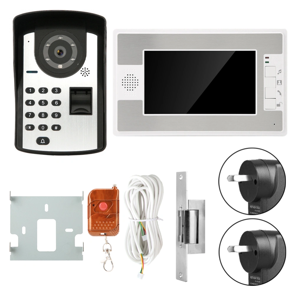 7in RFID Password Video Door Phone Wired Intercom Doorbell Kit With NO Lock 812FD11 (AU Plug)