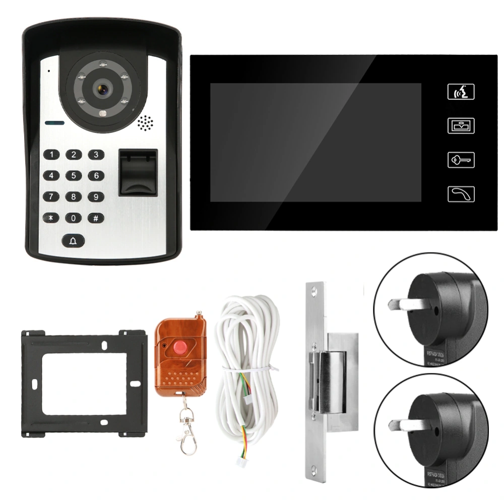 7in RFID Password Video Door Phone Wired Intercom Doorbell Kit With NO Lock 806FD11 (AU Plug)