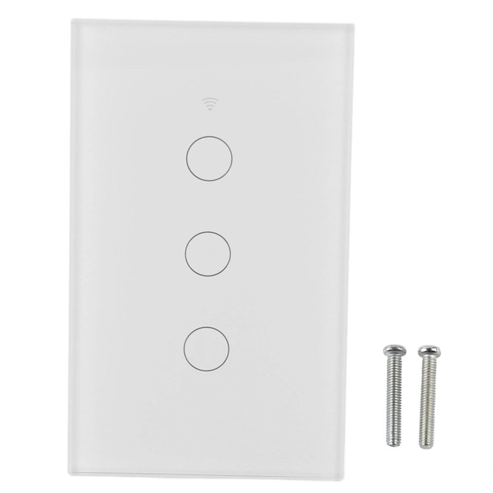 WiFi Touch Screen Switch Single Circle for Alexa for Google 3‑Way AC 90‑250V (White US Plug)