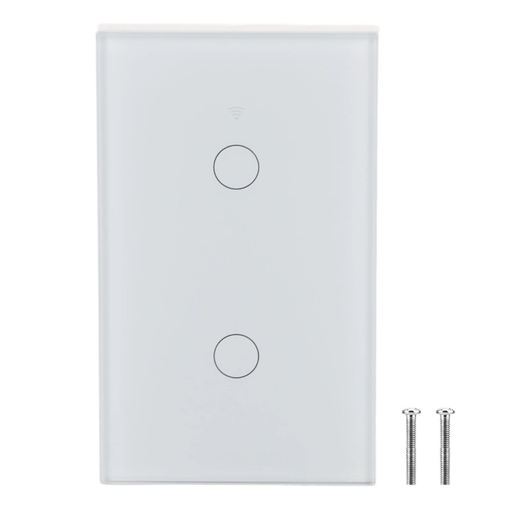 WiFi Touch Screen Switch Single Circle for Alexa Google 2‑Way AC 90‑250V (White US Plug)