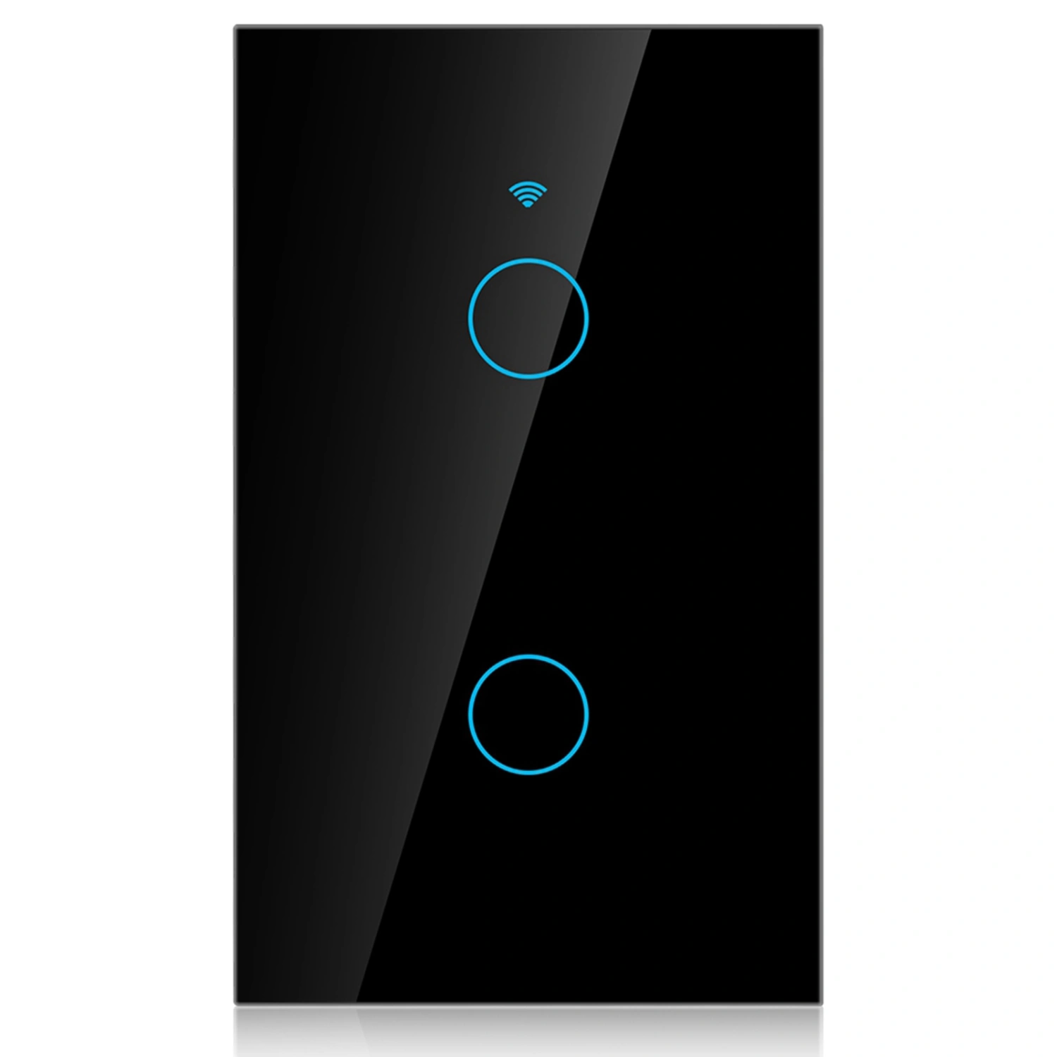 WiFi Touch Screen Switch Single Circle for Alexa Google 2‑Way AC 90‑250V (Black US Plug)