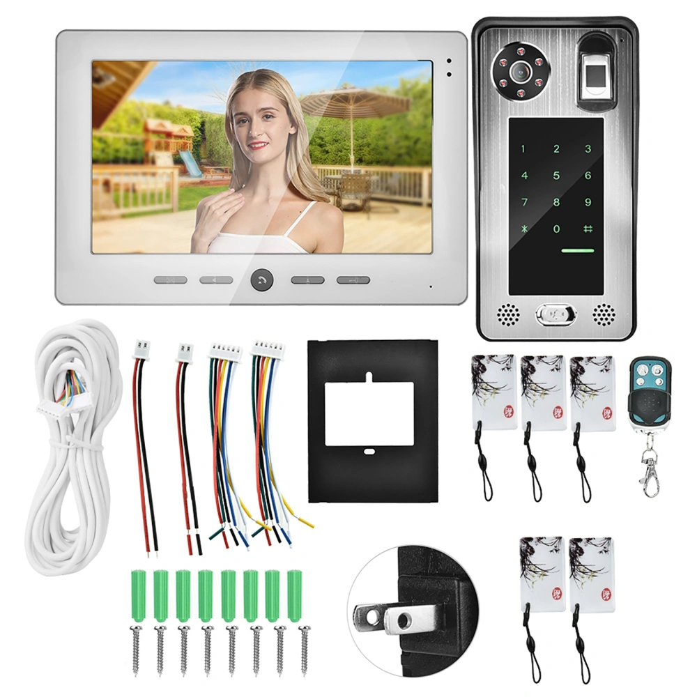 100-240V 10inch Wired Video Doorbell Remote control Password Access Monitor Camera(US Plug)