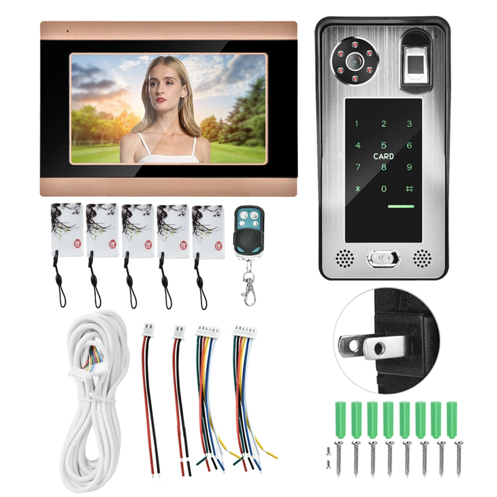 Remote Control Fingerprint Password 7 Inch LCD Wifi Video Camera Doorbel US Plug