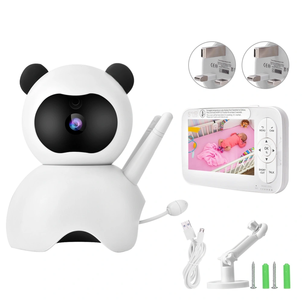 720P HD Wireless Digital Color Night Vision Baby Monitor with 5in LCD 110-240V UK Plug