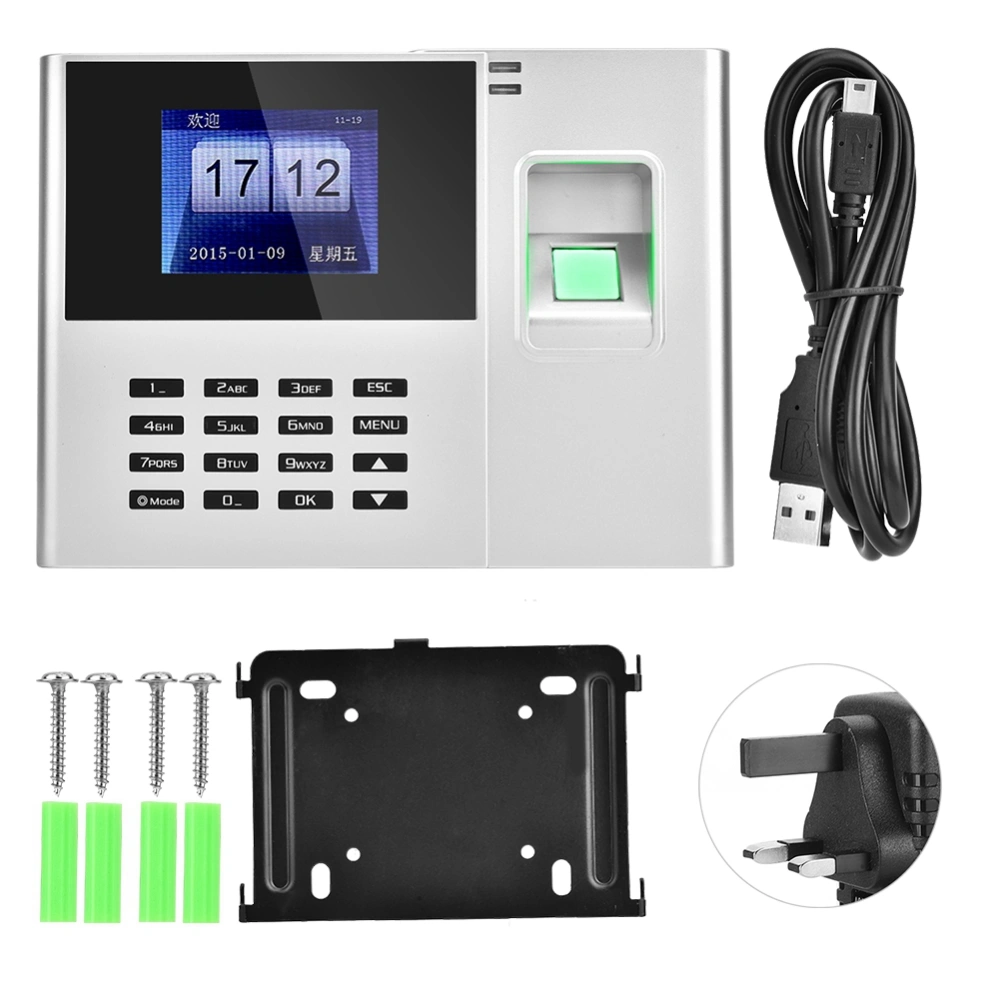 100-240V TCP IP Fingerprint Password Attendance Machine Employee Attendance Recording(UK Plug)