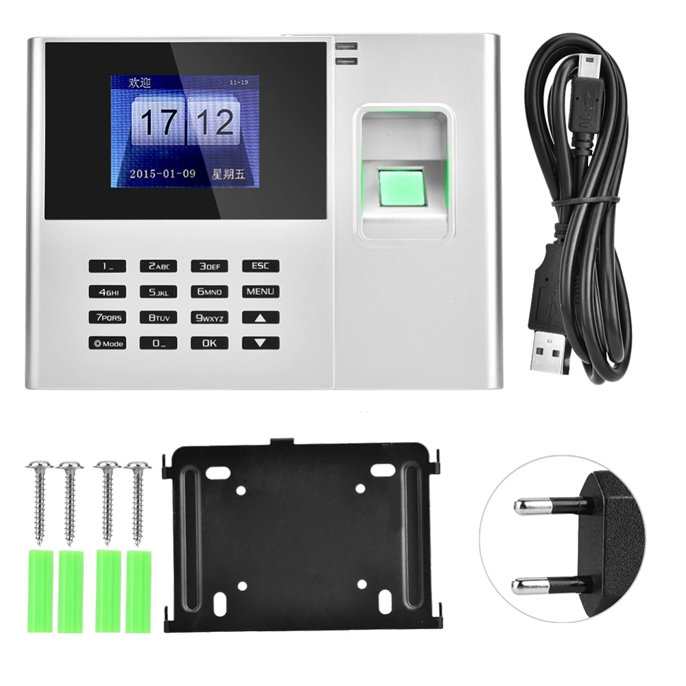 100-240V TCP IP Fingerprint Password Attendance Machine Employee Attendance Recording(EU Plug)