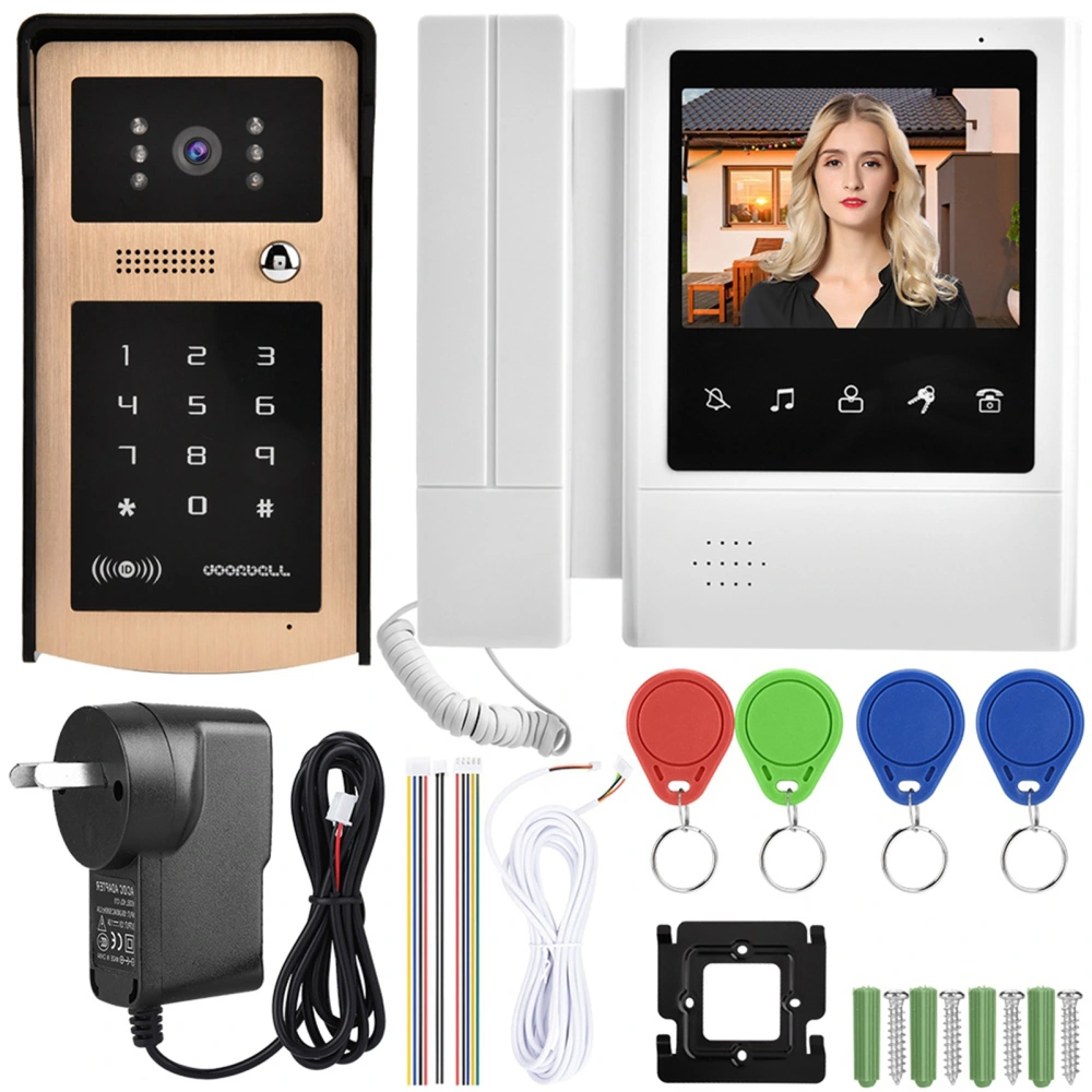 4.3 Inch Color LCD Touch Video Camera Doorbell Intercom Entry System AU Plug 100-240V