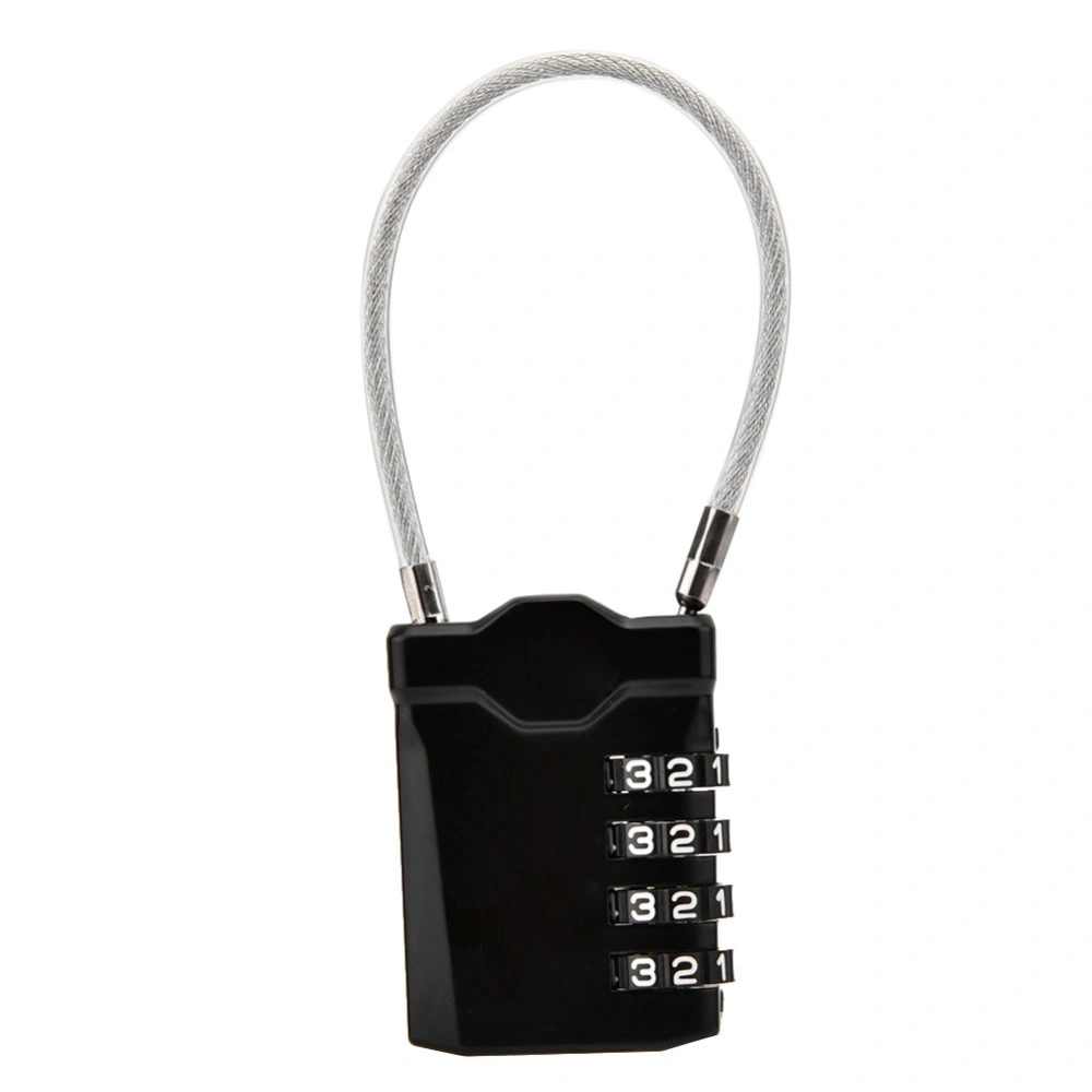 Steel Wirerope Password Lock Customs Luggage Padlock(Black)