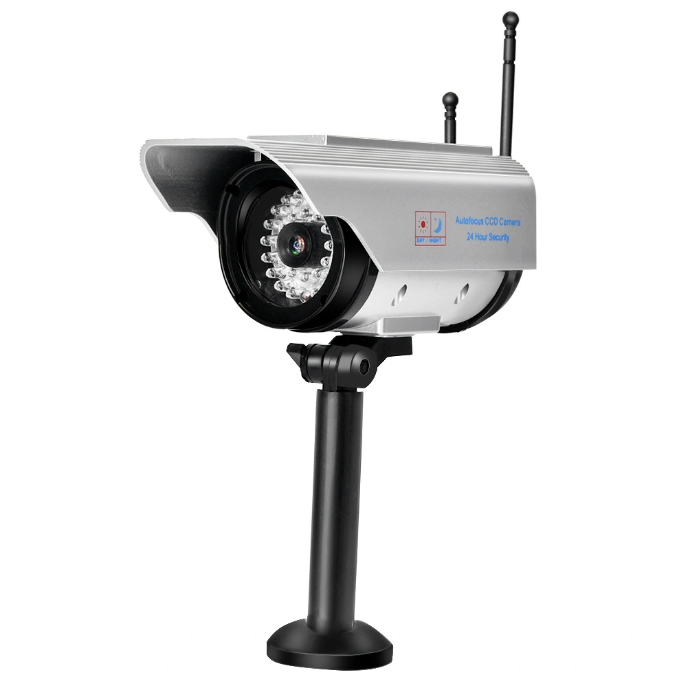 Solar Power LED Fake Camera Outdoor Security Surveillance Silver Dummy Camera