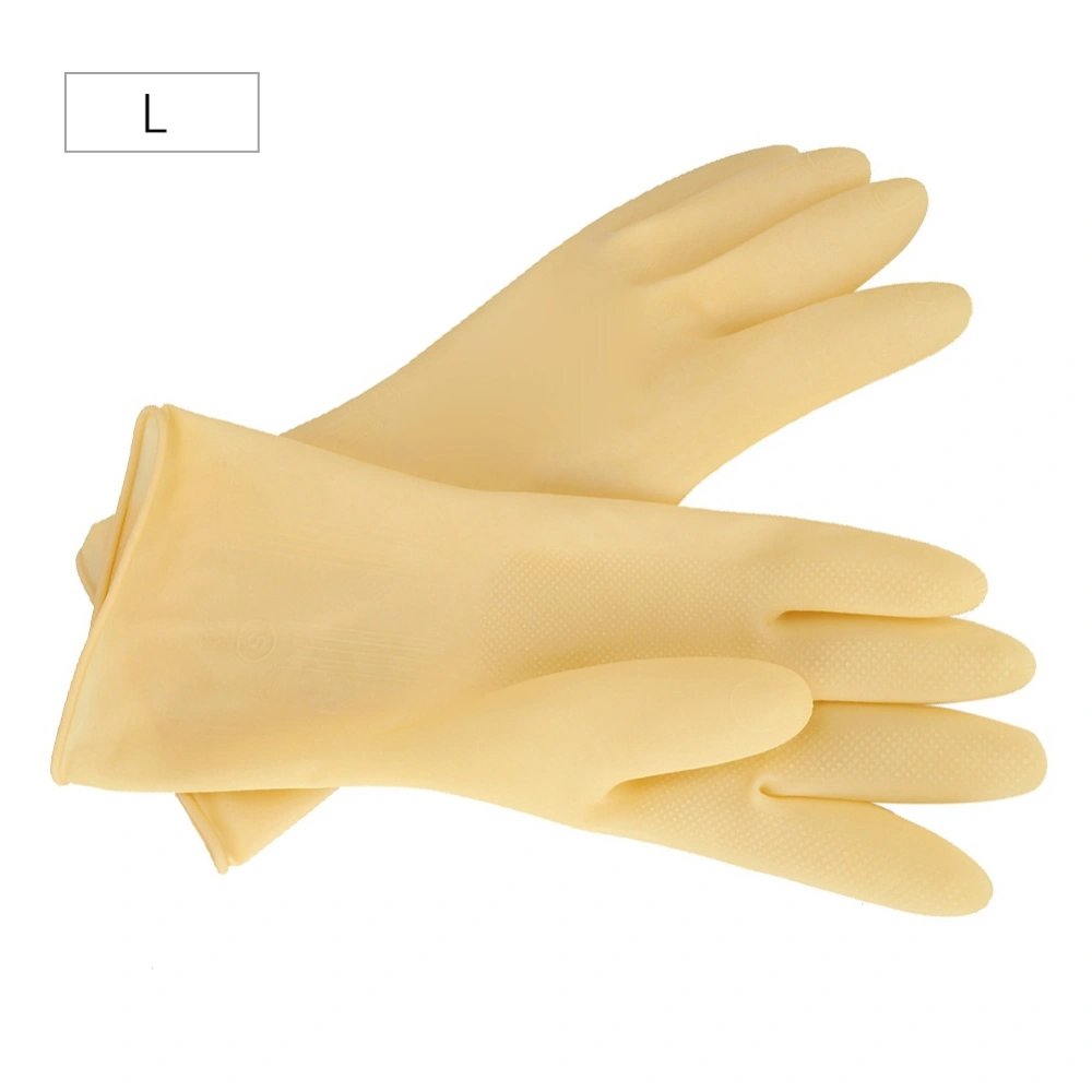 Pair of Natural Latex Safety Gloves Acid Alkali Resistant Work Gloves (L)