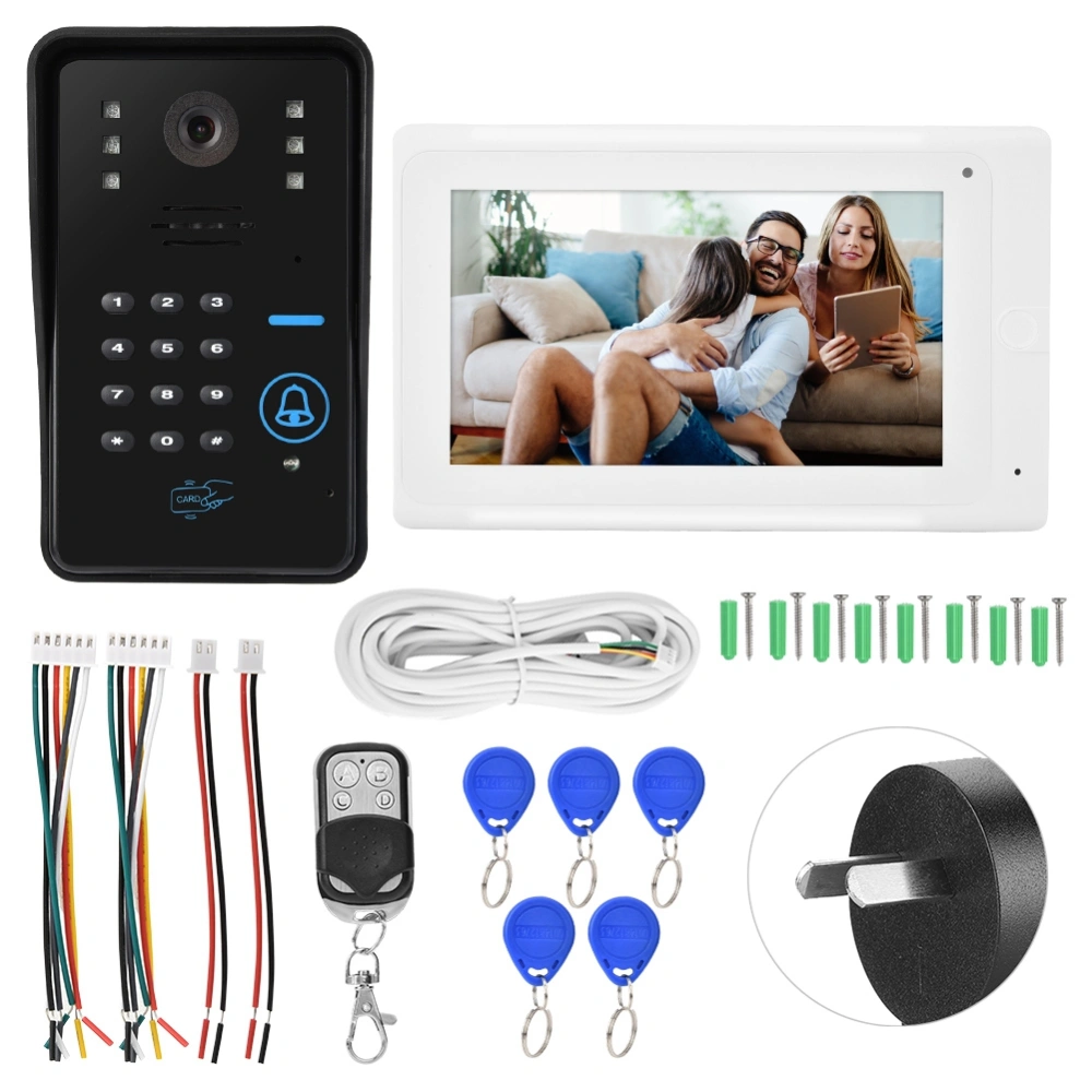 7 inch LCD Wired Video Intercom Doorbell App Control Smart WiFi Door Bell 100-240V (AU Plug)