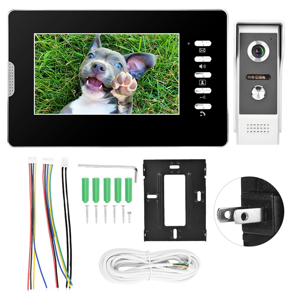 7inch Wire Visual Doorbell Intercom Video Door Bell Interphone Home Security (US Plug 100-240V)