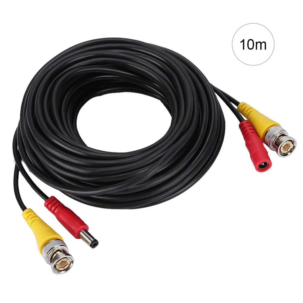 BNC+DC Security Camera Extension Cable for CCTV Video Power Wire Black Cord (10M)