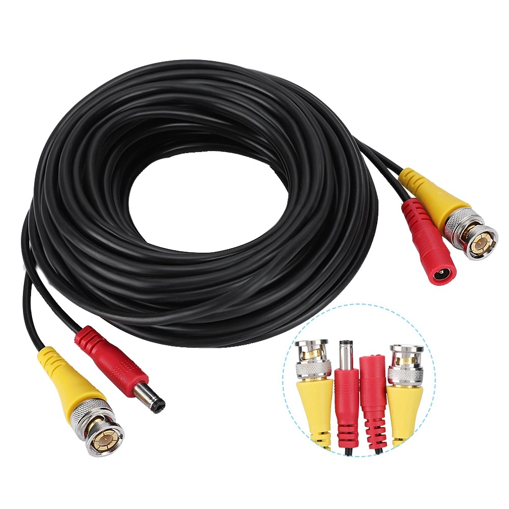 BNC+DC Security Camera Extension Cable for CCTV Video Power Wire Black Cord (10M)