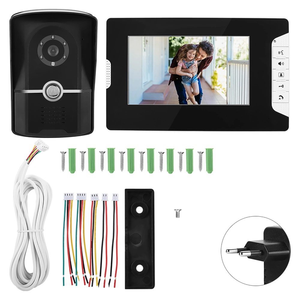 7 inch HD LCD Video Intercom Doorbell System Door Phone Home Monitor Outdoor Camera (EU Plug)