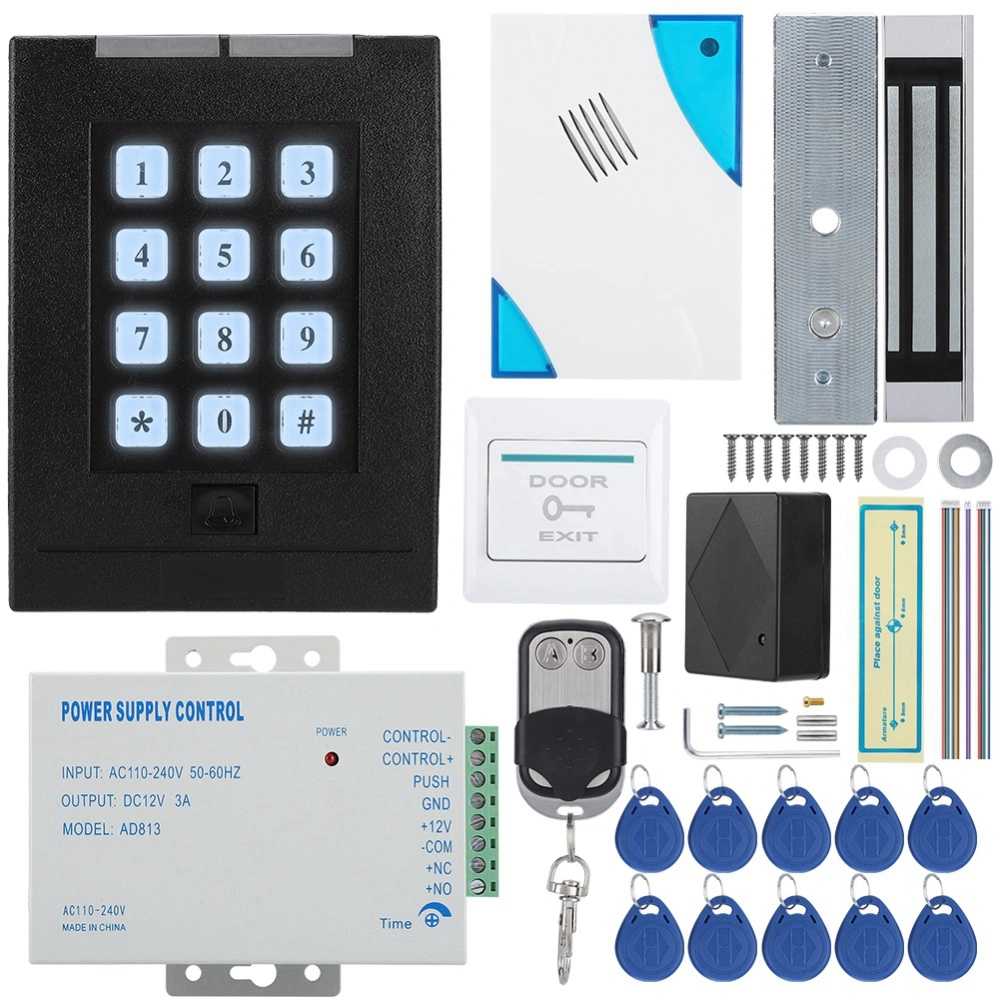 Metal Access Control System 180KG Force Electric Magnetic Lock Power Supply Kit