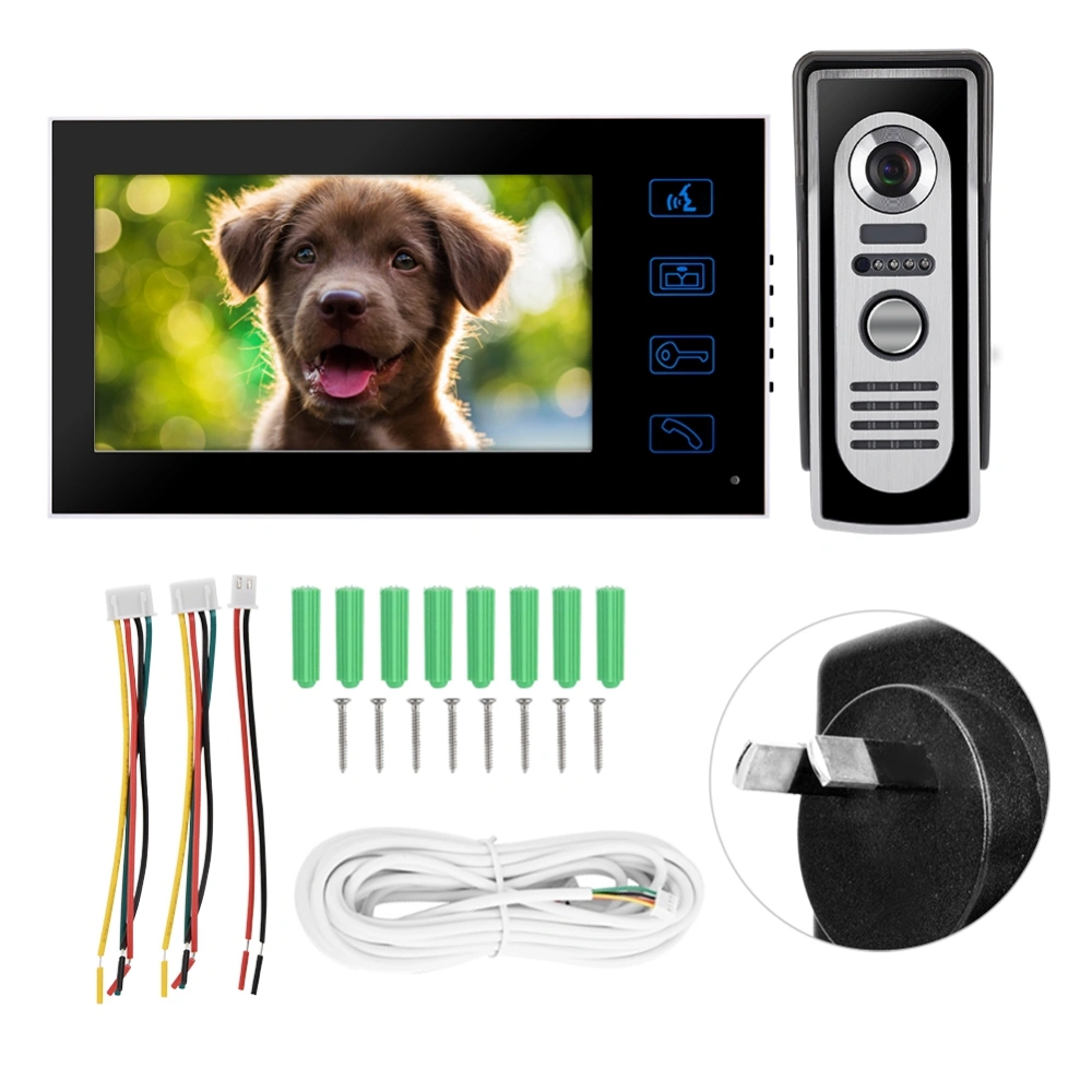 7inch Wired Waterproof Video Intercom Doorbell IR Camera Monitor Door Phone 110-240V AU Plug