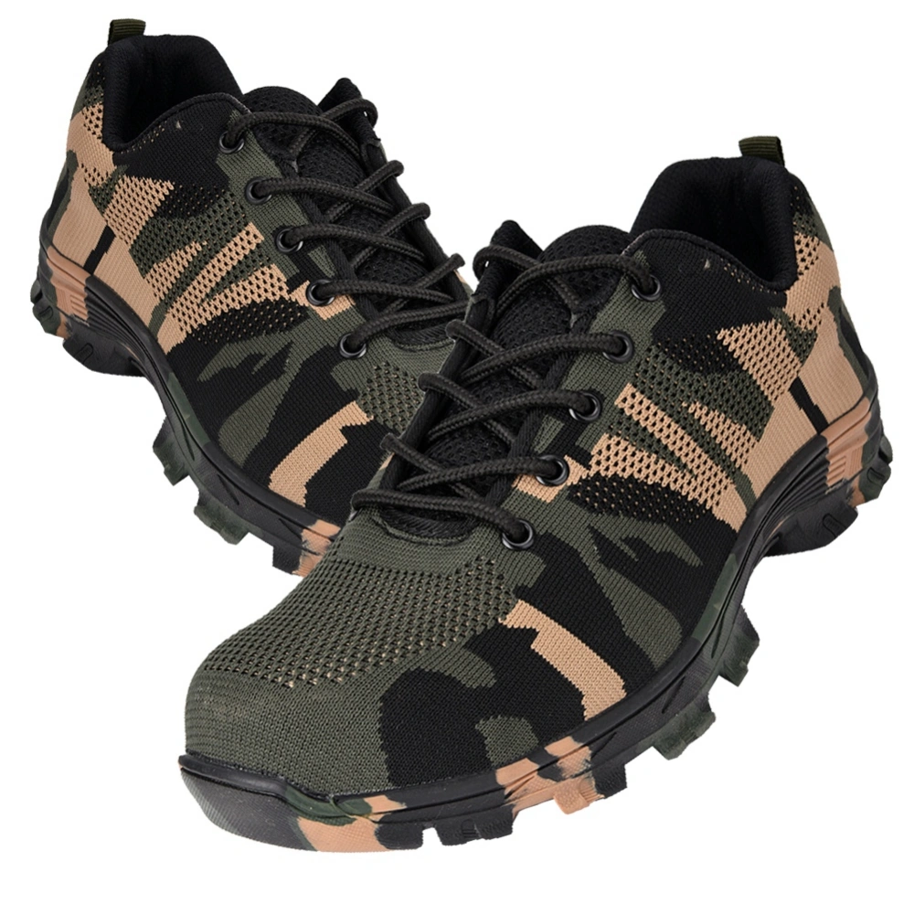 Men's Camouflage Safety Shoes Steel Toe Punture Proof Work Boots (Camouflage Green 39)