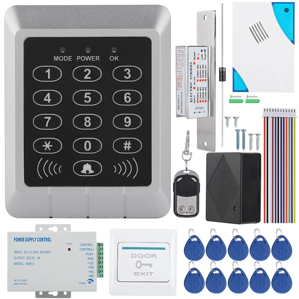 RFID Keypad Access Control System Kit Door Lock 125KHz EM Card For Door Entry