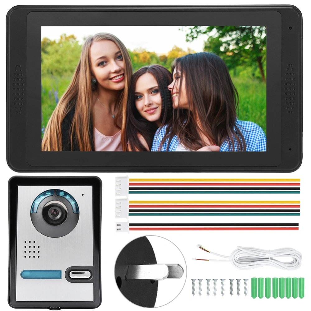 7inch Wired Photo Shooting Touch Screen Video Intercom Doorbell Door Phone 110-240V AU Plug