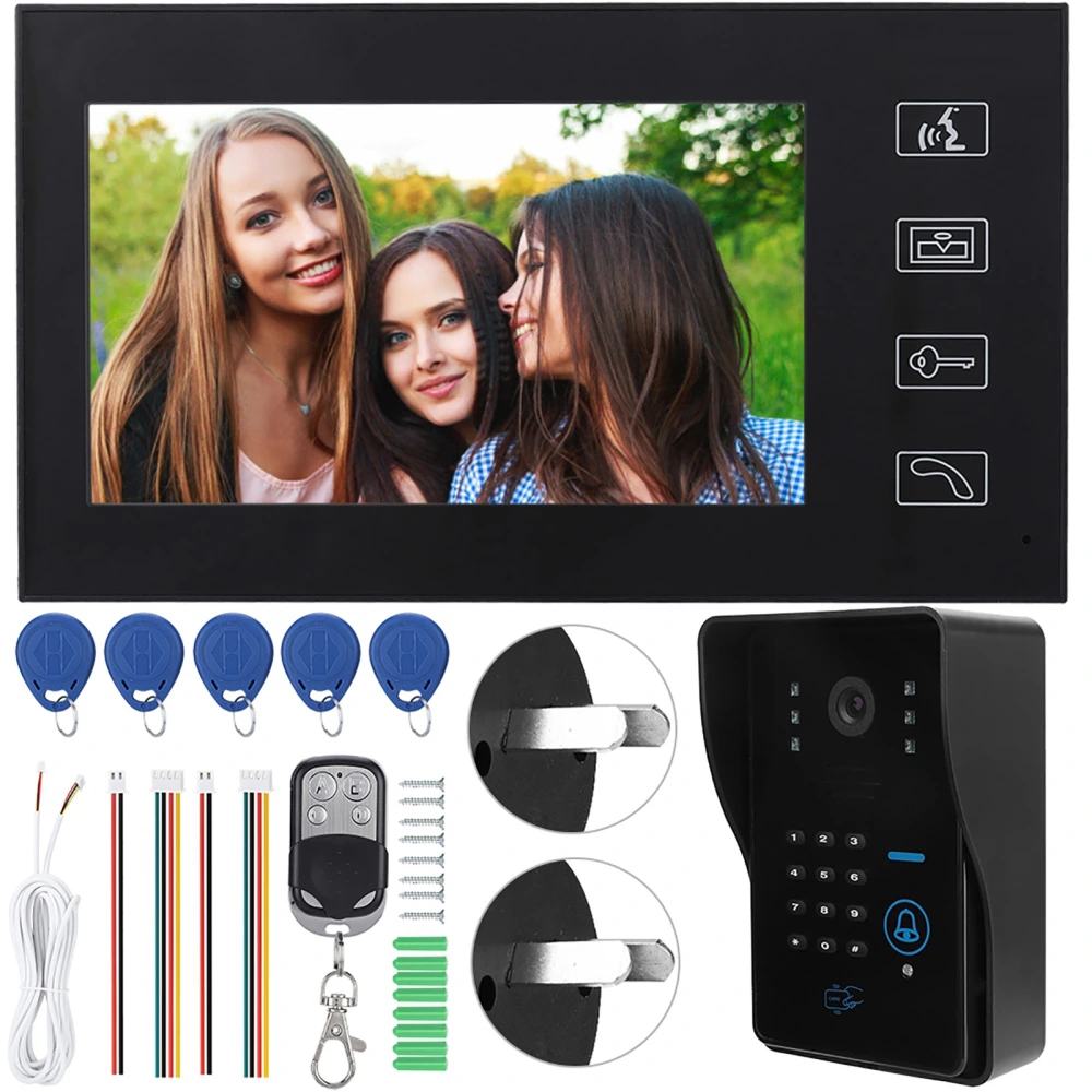 7in Video Door Phone Wired Access Control Doorbell Kit Home Intercom System AU 110-240V