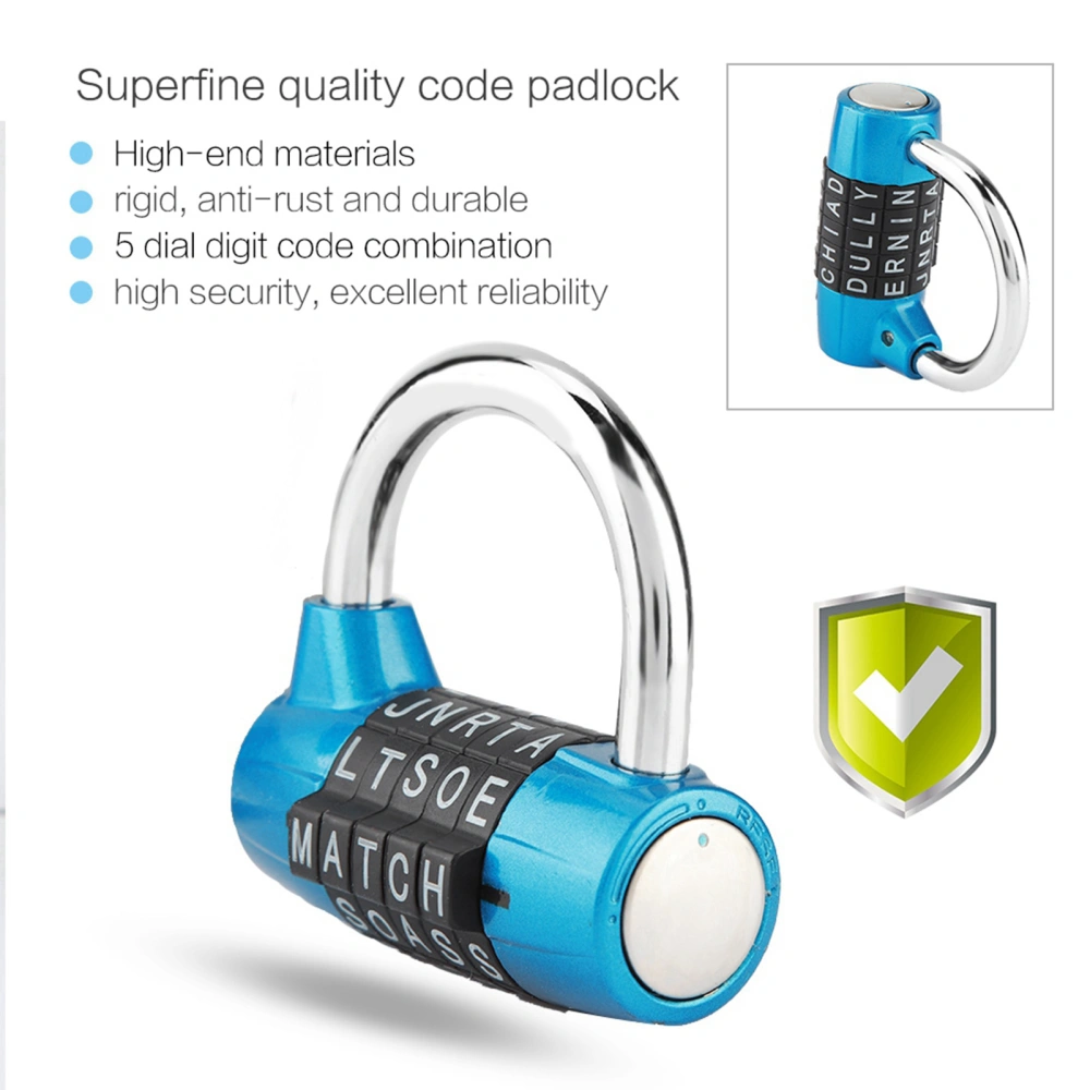 5 Dial Digit Code Combination Padlock Travel Suitcase Gym Locker Security Password Lock