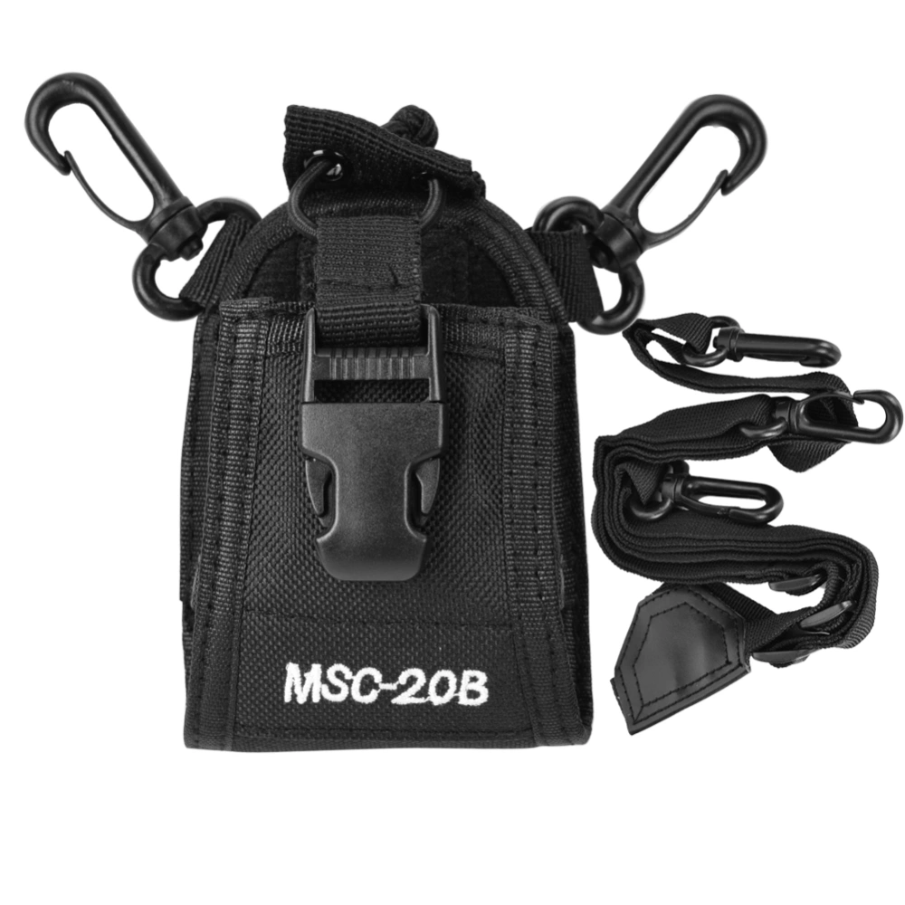 Portable Nylon Shoulder Strap Belt Case Holder Bag Pouch for Walkie Talkie Two Way Radio Black