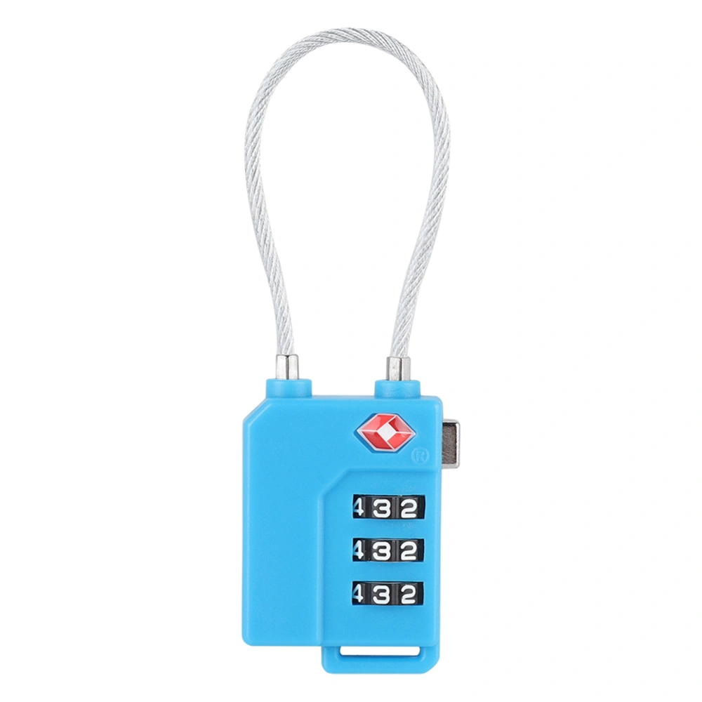 3-Digit Password TSA Steel Wire Lock Customs Code Lock for Travel Suitcase Luggage(Blue)