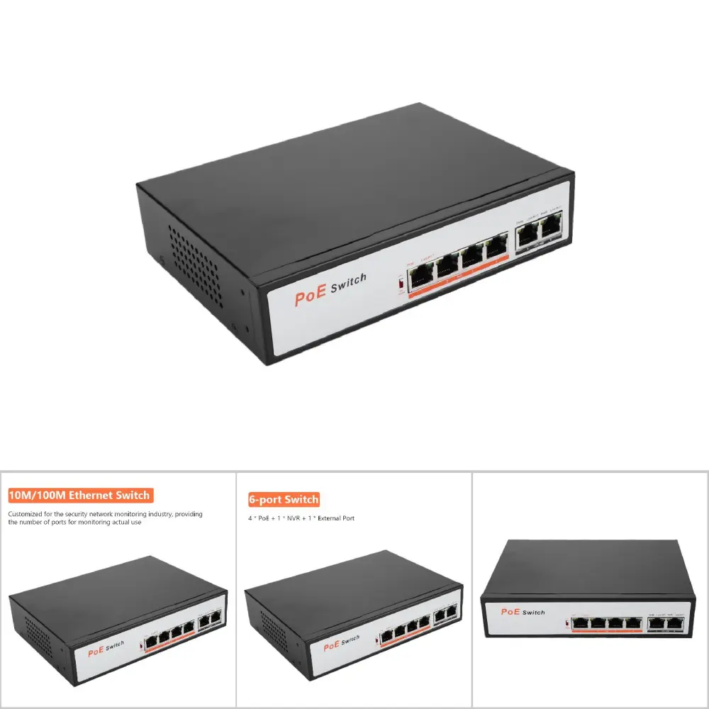 Built in 100MB PoE Switch 6 port 10M/100M Switch for IP Camera IEEE 802.3af 110-240V AU