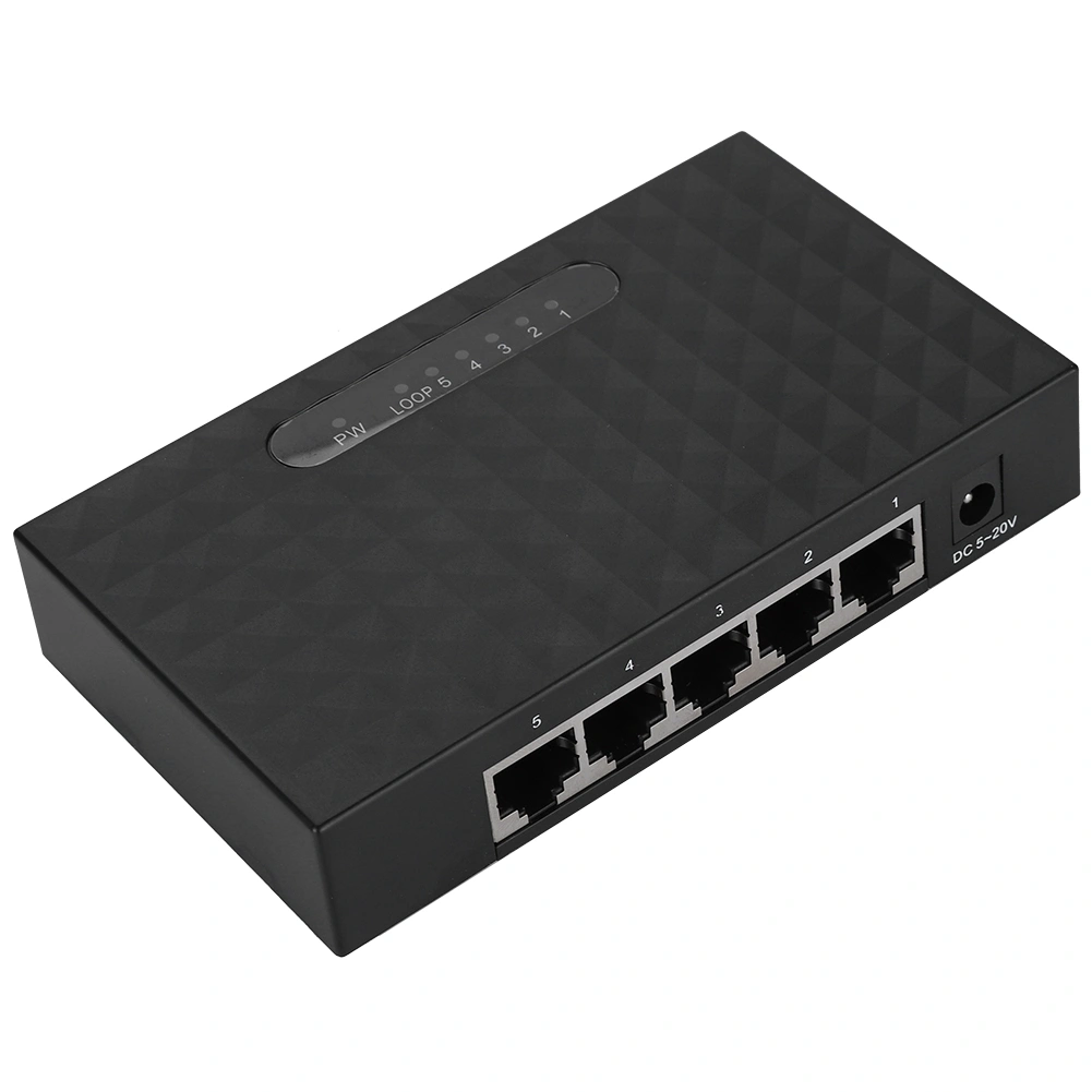 5 Port Fast 10/100/1000Mbps Gigabit Ethernet LAN Hub Network Gigabit Switch 100-240V Black US