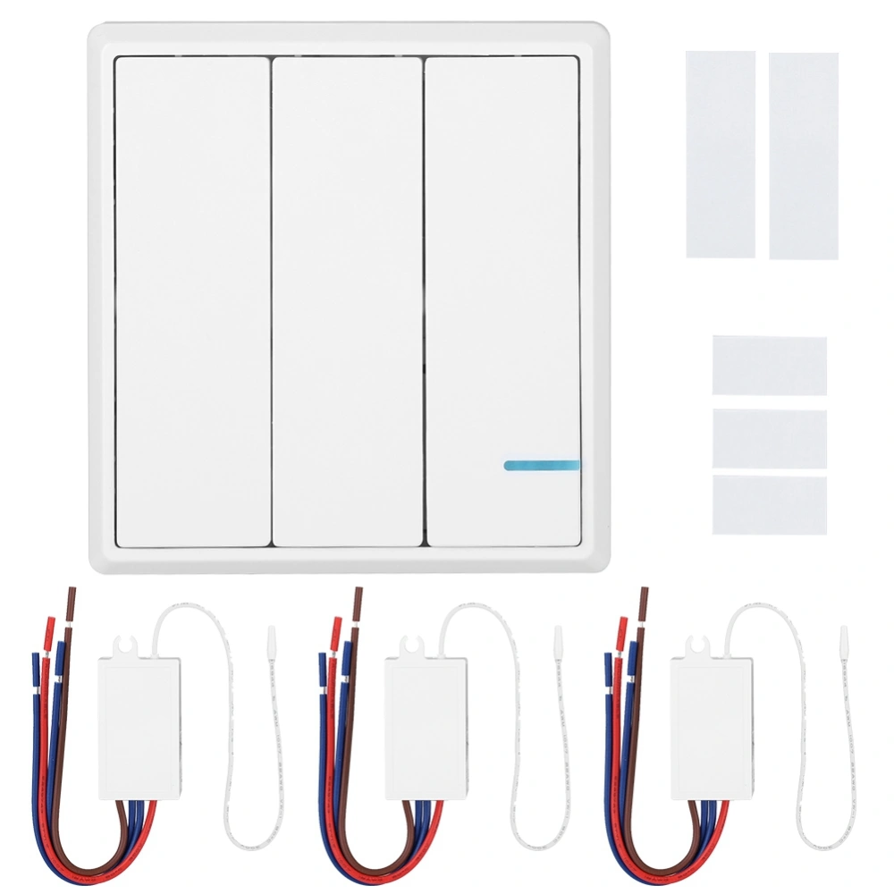 220V Wireless FR Remote Wall Switch Lamps Control Switch Kit IP54 Dampproof EU 3 Channels