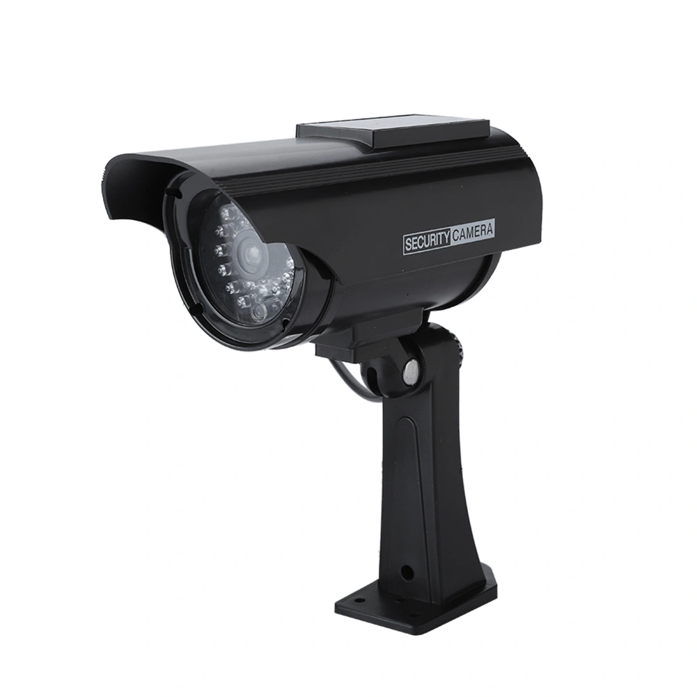 Solar Powered Fake Camera Outdoor CCTV Surveillance Security Camera LED Record(black)
