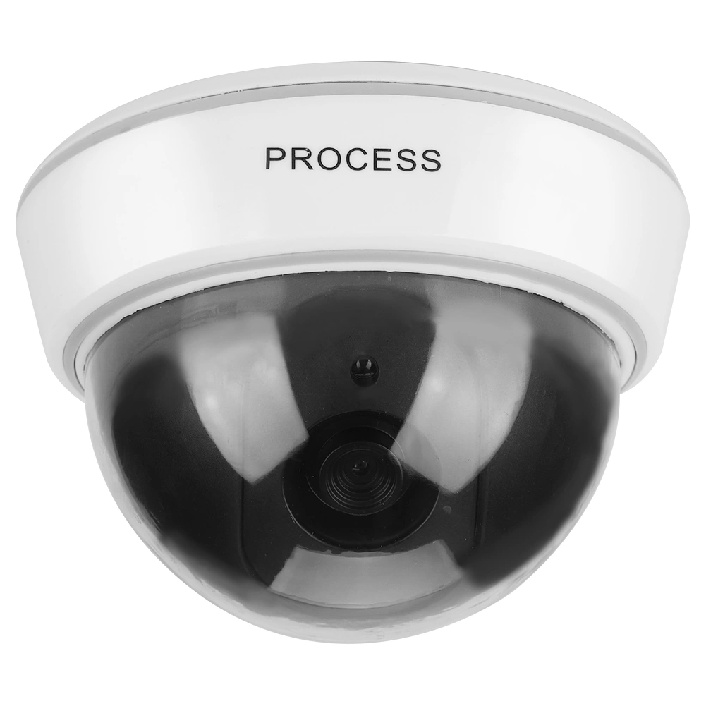 White Dome Dummy Home Security Surveillance Camera with Simulated IR Flashing Red Lights