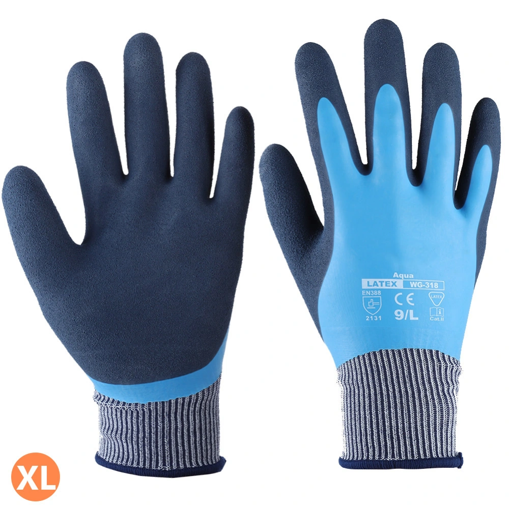 Latex Nylon Safety Waterproof Skid Resistance Work Gardening Gloves XL