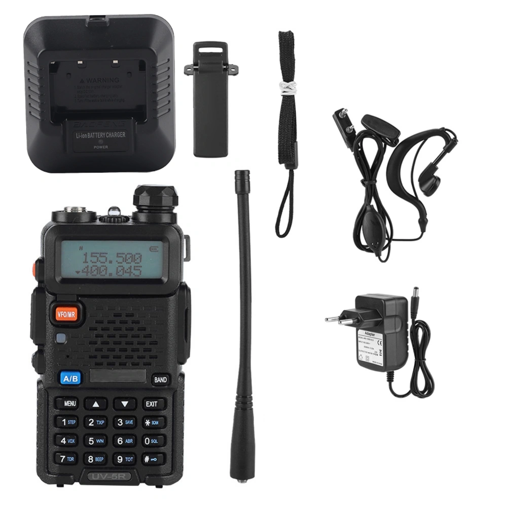 5W UV‑5R Portable VHF UHF Dual Band Walkie Talkie Professional Radio Transceiver EU 100‑240V