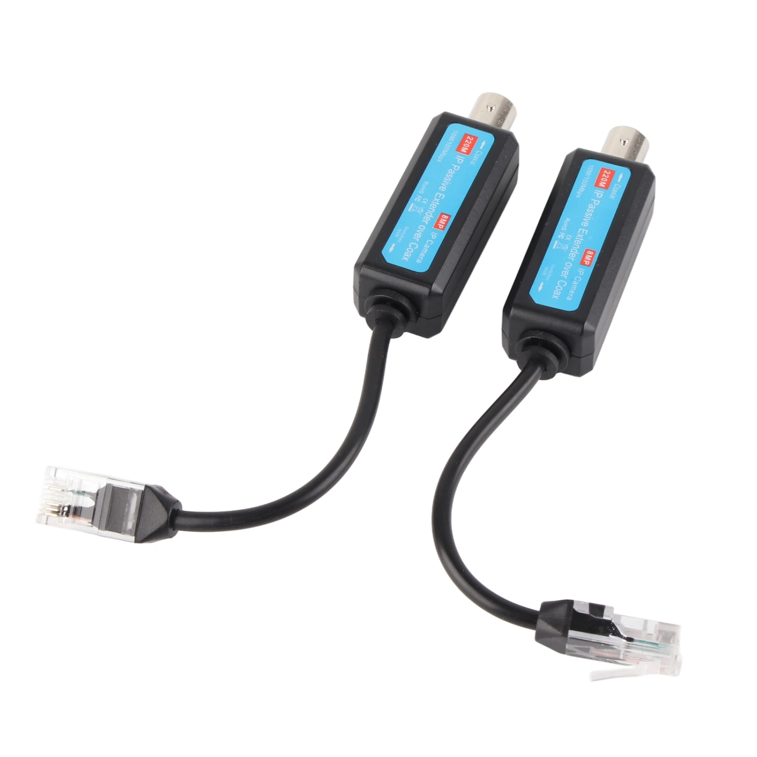 1Pair 10/100Mbps 1CH Passive IP Network Coaxial Transmitter Receiver Extender for IP NVR Camera