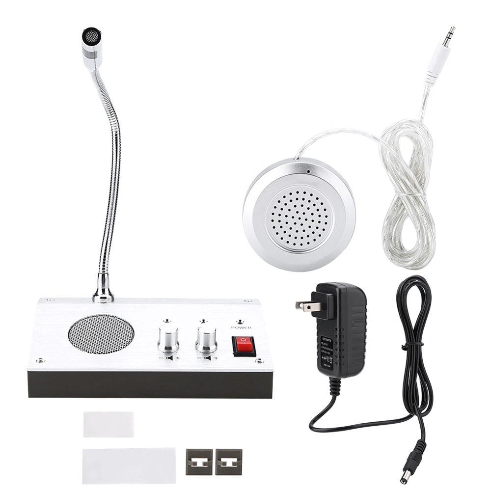 100-240V Dual Way Voice Mic Speaker Intercom Window Counter Interphone for Security Company US