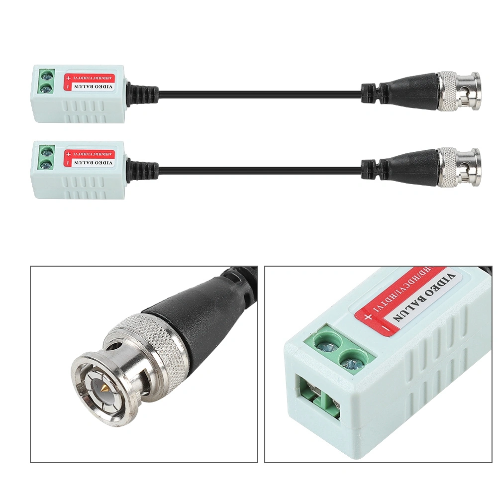 2pcs Portable HD-CVI/HDVI/AHD Passive Video Balun Transceiver Cable Twisted Transmitter for Cam