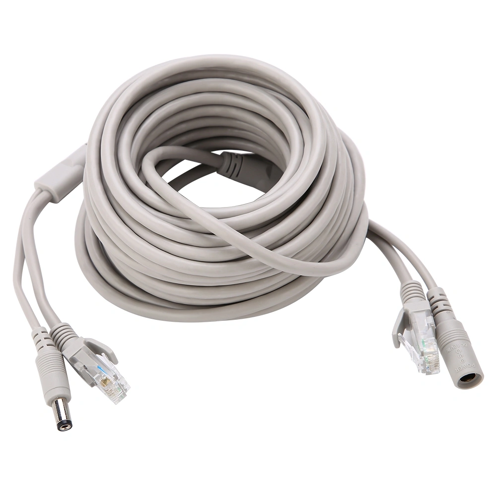 5M/10M/15M/20M RJ45+DC Ethernet CCTV Cable for IP Cameras NVR System 10Mbps100Mbps (15M)