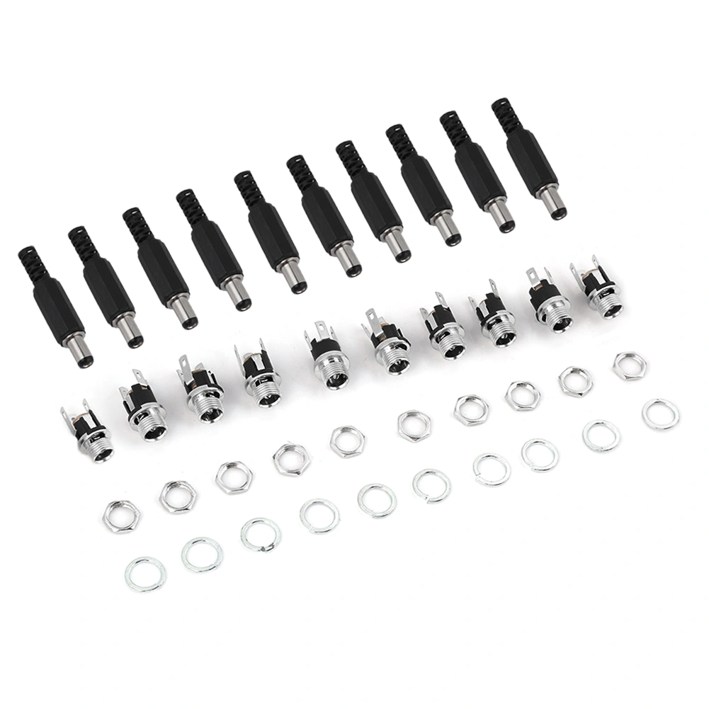 10 Pairs 2.1x5.5mm 12V Male and Female DC Power Plug Adapter Jack Connector