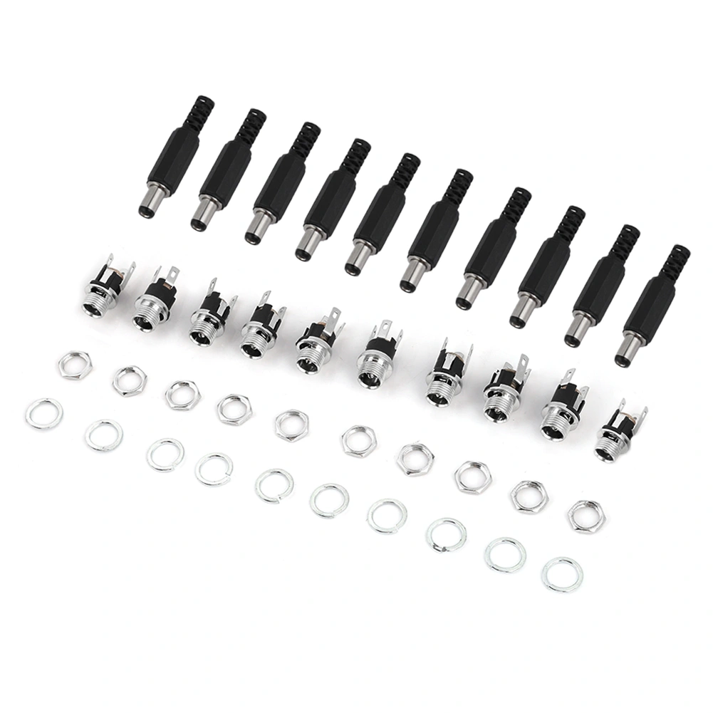 10 Pairs 2.1x5.5mm 12V Male and Female DC Power Plug Adapter Jack Connector