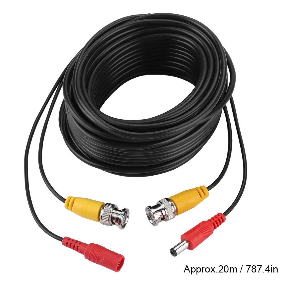 BNC + 2.1mm DC CCTV Extension Cable Video Coax Cable for Commercial Residential (20M)