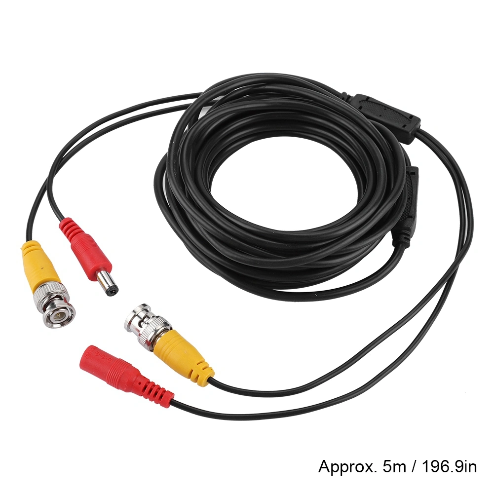BNC + 2.1mm DC CCTV Extension Cable Video Coax Cable for Commercial Residential (5M)